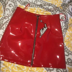Motel rocks red vinyl skirt